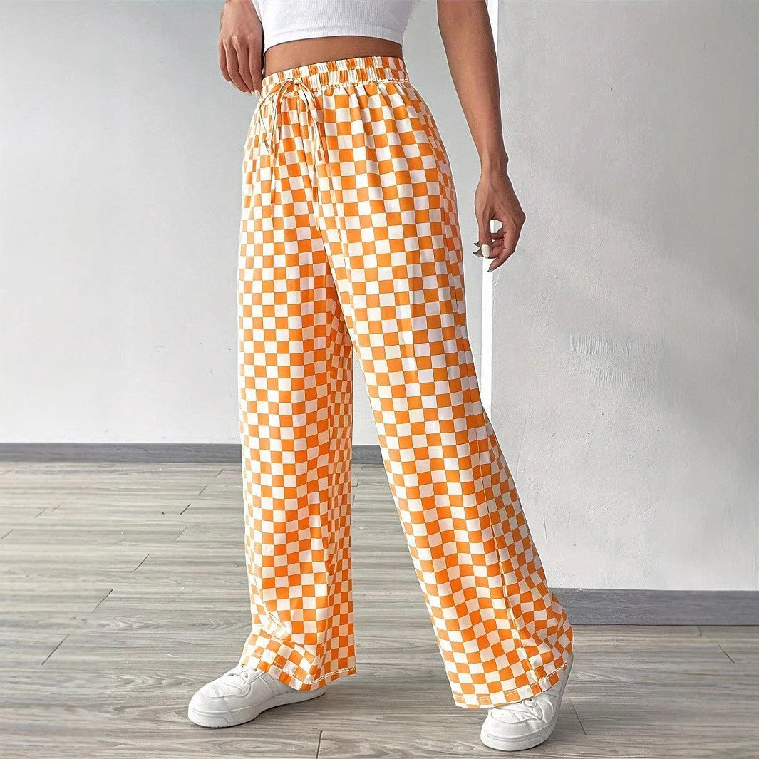 Damen Leichte Karohose im modischen Schnitt mit elastischem Bund