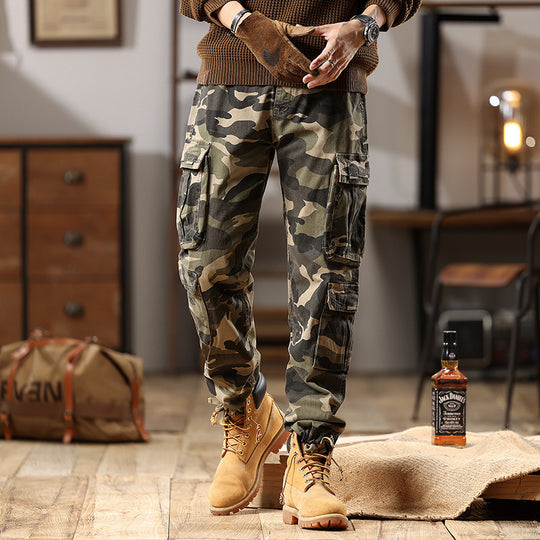 Herren Cargohose mit Gummibündchen und Camouflage-Utility-Design Nord Taschen