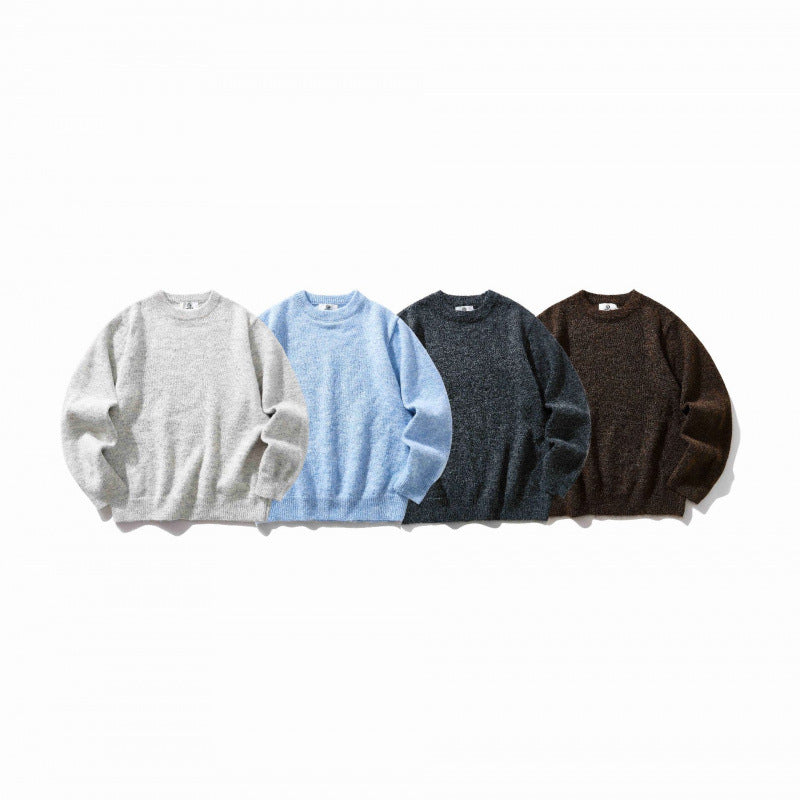 Unisex Oversize-Feinstrickpullover mit Rundhalsausschnitt, gerippten Bündchen und melierter Wollmischung Nord Taschen