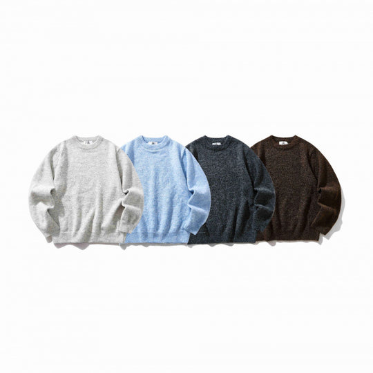 Unisex Oversize-Feinstrickpullover mit Rundhalsausschnitt, gerippten Bündchen und melierter Wollmischung Nord Taschen