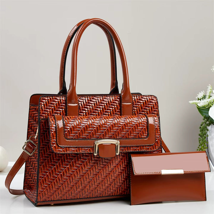 Damen elegante Handtasche mit strukturiertem Metallikdesign und abnehmbarer Clutch Nord Taschen