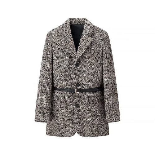 Damen Taillierter Bouclé‑Tweed‑Mantelblazer mit schmalem Taillengürtel Nord Taschen