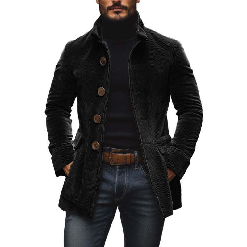 Herren Kordmantel mit Stehkragen und taillierter Silhouette Nord Taschen