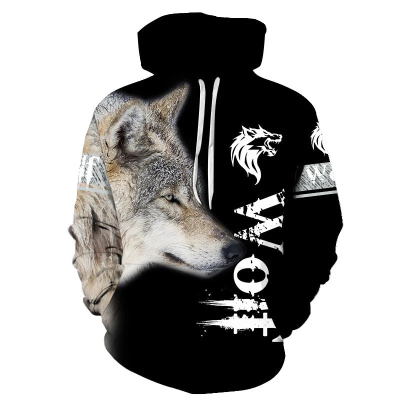 Unisex Kapuzenpullover mit kreativem Wolfsmotiv Nord Taschen