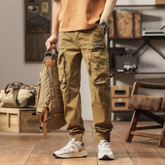 Herren Strapazierfähige Canvas-Cargohose im taktischen Look mit Kniepaneelen, Mehrfachtaschen und elastischem Knöchelabschluss Nord Taschen