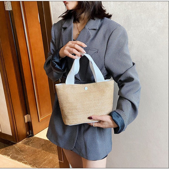 Damen stilvolle Bast-Tasche mit robustem Tragegriff Nord Taschen