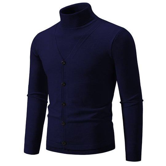 Herren Feiner Rollkragenpullover mit dekorativer Knopfleiste und schmaler Silhouette Nord Taschen