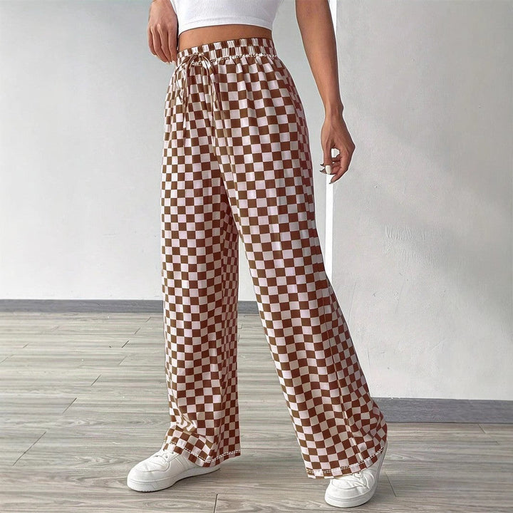 Damen Leichte Karohose im modischen Schnitt mit elastischem Bund