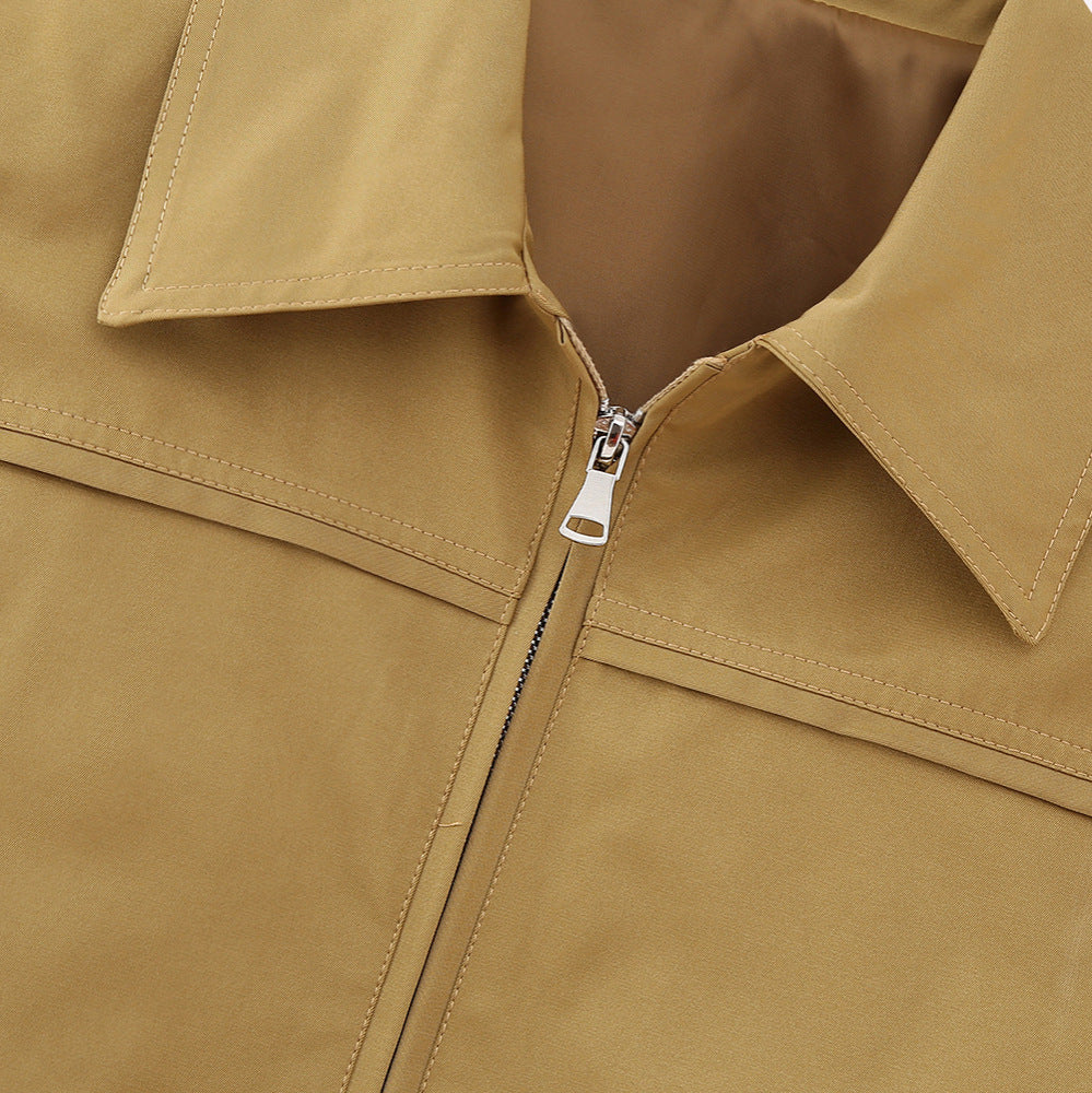 Damen Cropped Blousonjacke mit breitem Hemdkragen und verdecktem Reißverschluss Nord Taschen