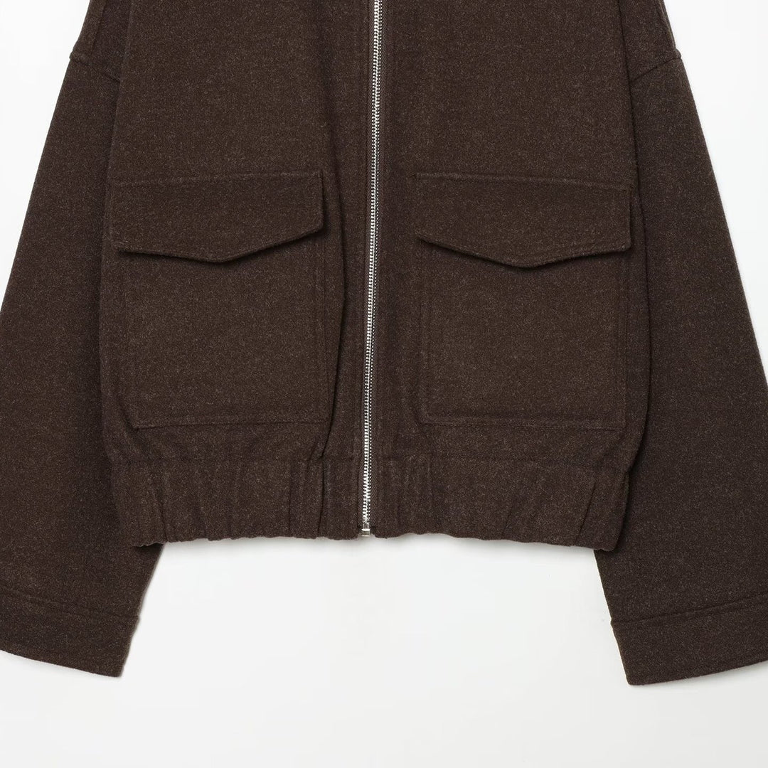 Damen Kurzjacke aus Wollmix mit Reißverschluss, Pattentaschen und elastischem Saum Nord Taschen