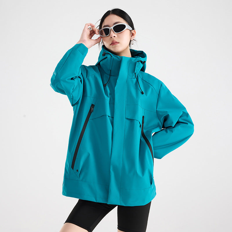 Damen technische wasserdichte Oversize-Parka mit Kapuze und verdeckten Reißverschlusstaschen Nord Taschen