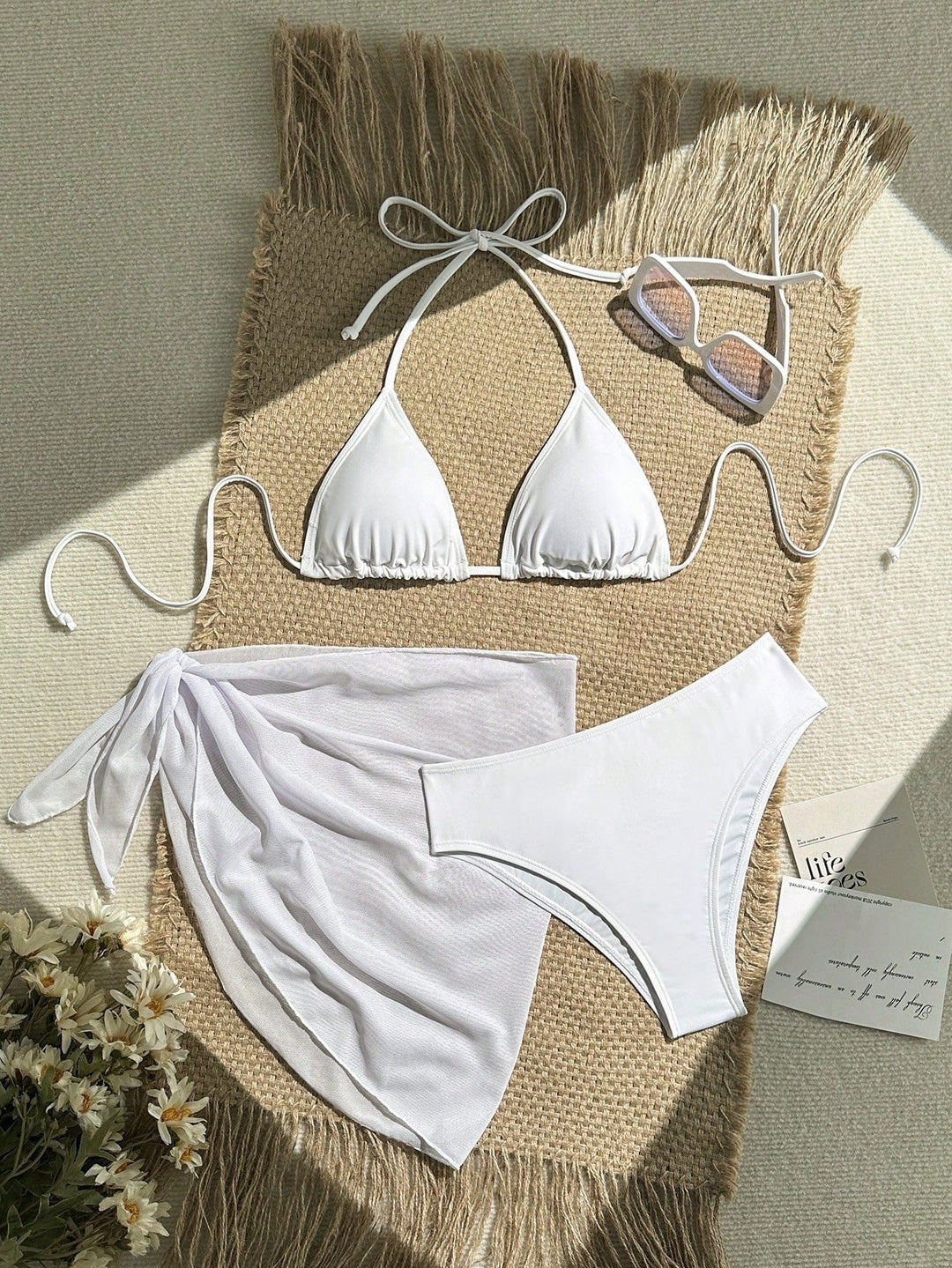 Damen Triangel-Bikini mit Wickeltuch und verstellbaren Trägern