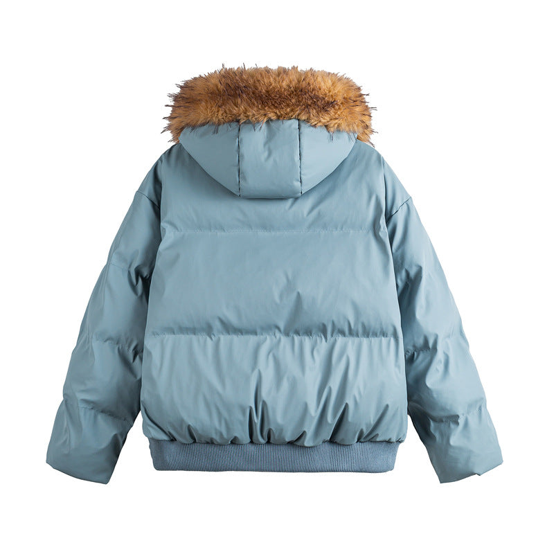 Damen Kurz geschnittene Steppjacke mit Kunstfellkapuze und elastischem Saum Nord Taschen
