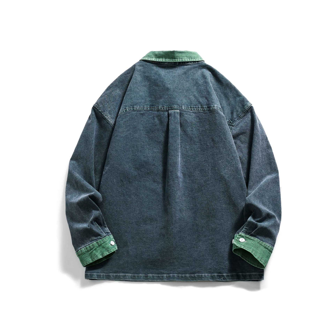 Herren Jeanshemdjacke im Oversize-Schnitt mit ausgefranster Brusttasche Nord Taschen