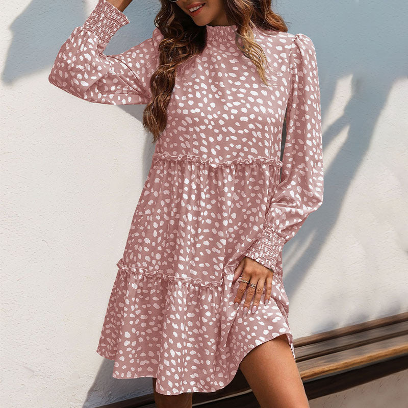 Damen Stufiges Babydoll-Midikleid mit Smokkragen, Volantstufen und gerafften Manschetten Nord Taschen