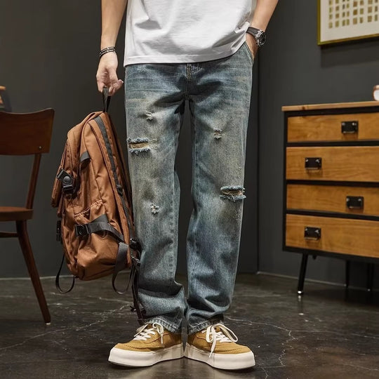 Herren Weitgeschnittene Destroyed Jeans Nord Taschen