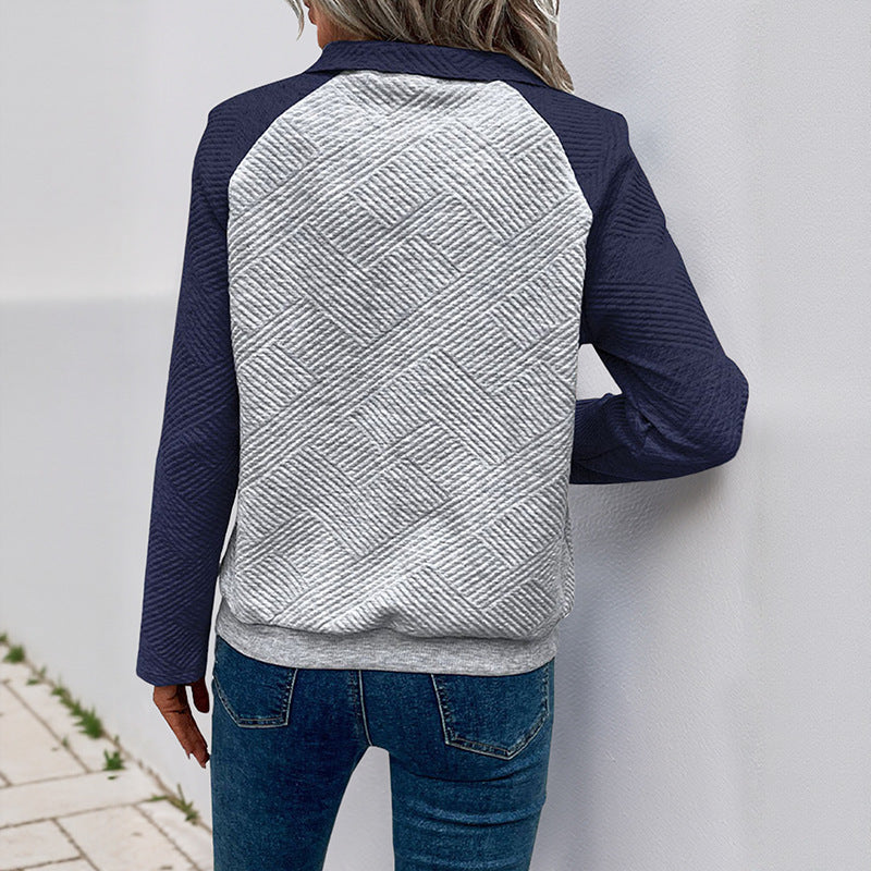 Damen Sportlicher Pullover mit Stehkragen und Knopfdetails Nord Taschen