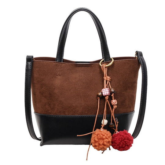 Damen modische Wildleder-Handtasche mit abnehmbaren Anhängern Nord Taschen