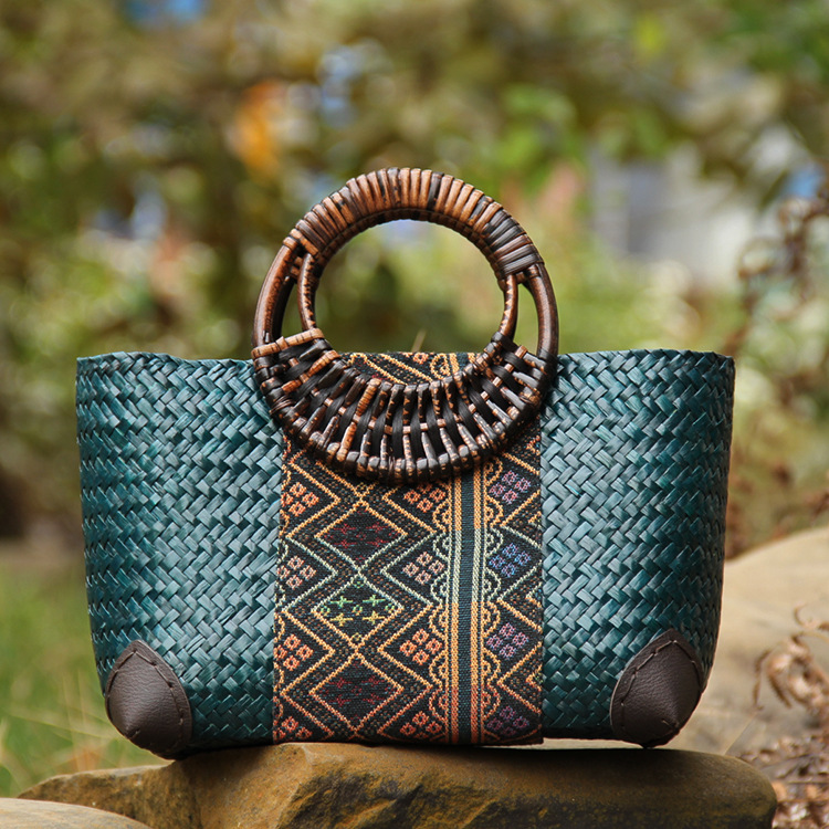 Nord Taschen | Geflochtene Strohtasche mit Handgriff, Boho Clutch