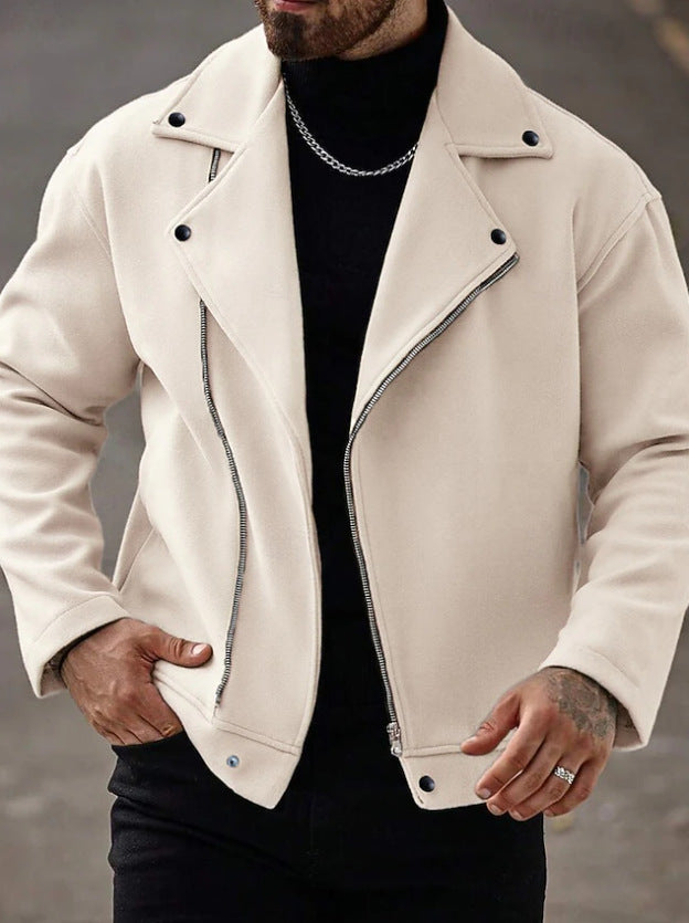 Herren Modische Winterjacke mit hohem Kragen und asymmetrischem Reißverschluss Nord Taschen