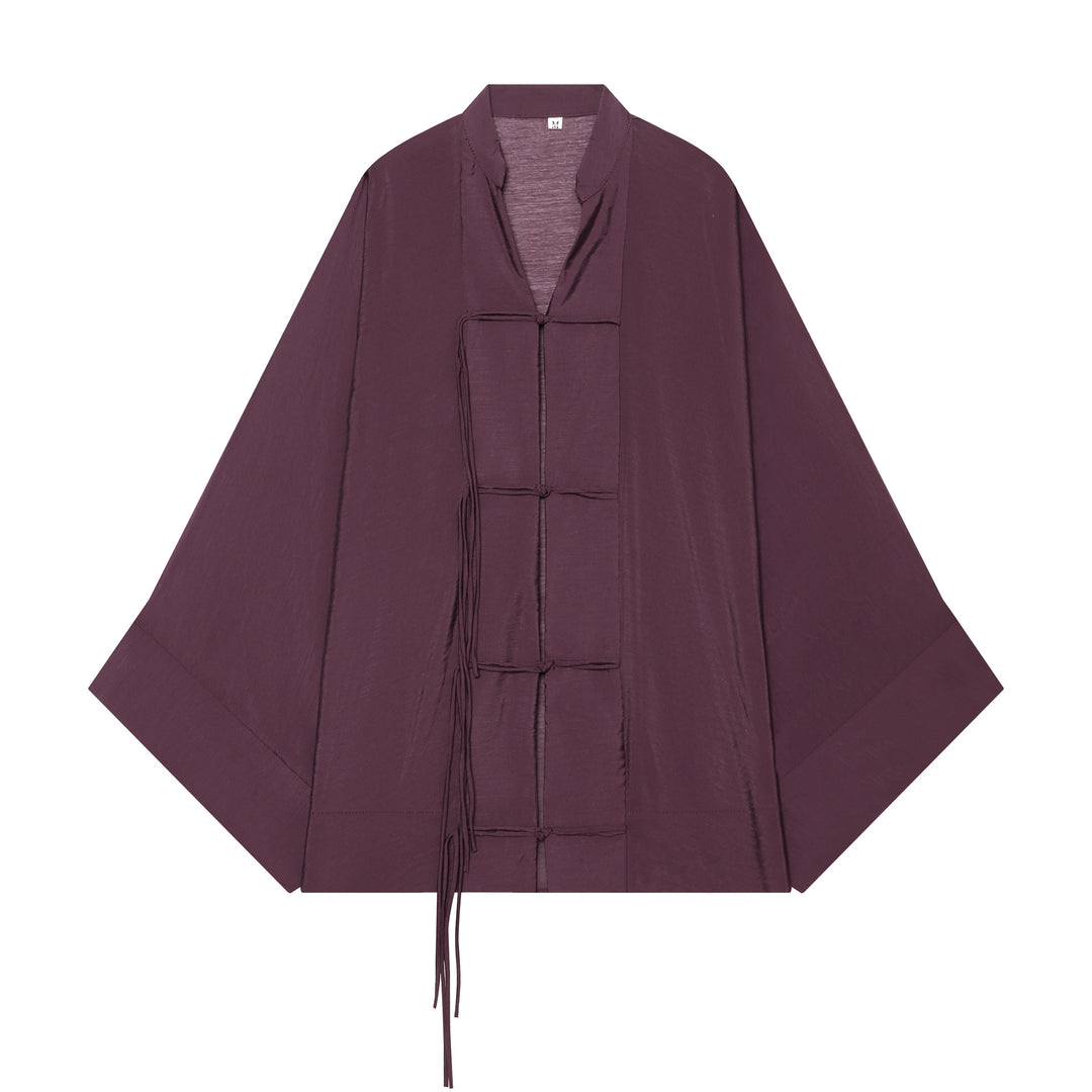 Damen Kimono-Capejacke mit Chinaknopfverschluss und langen Quasten Nord Taschen