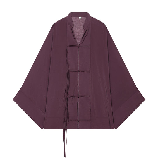 Damen Kimono-Capejacke mit Chinaknopfverschluss und langen Quasten Nord Taschen