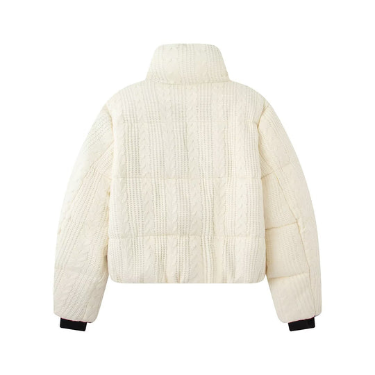 Damen Steppjacke mit Zopfmuster und Stehkragen Nord Taschen