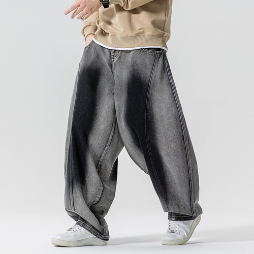 Herren Weite Paneel‑Denimhose mit Ballonbeinen und tiefem Schritt Nord Taschen