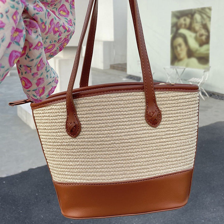 Damen Strandtasche mit geflochtenem Design und robustem Kunstleder Nord Taschen