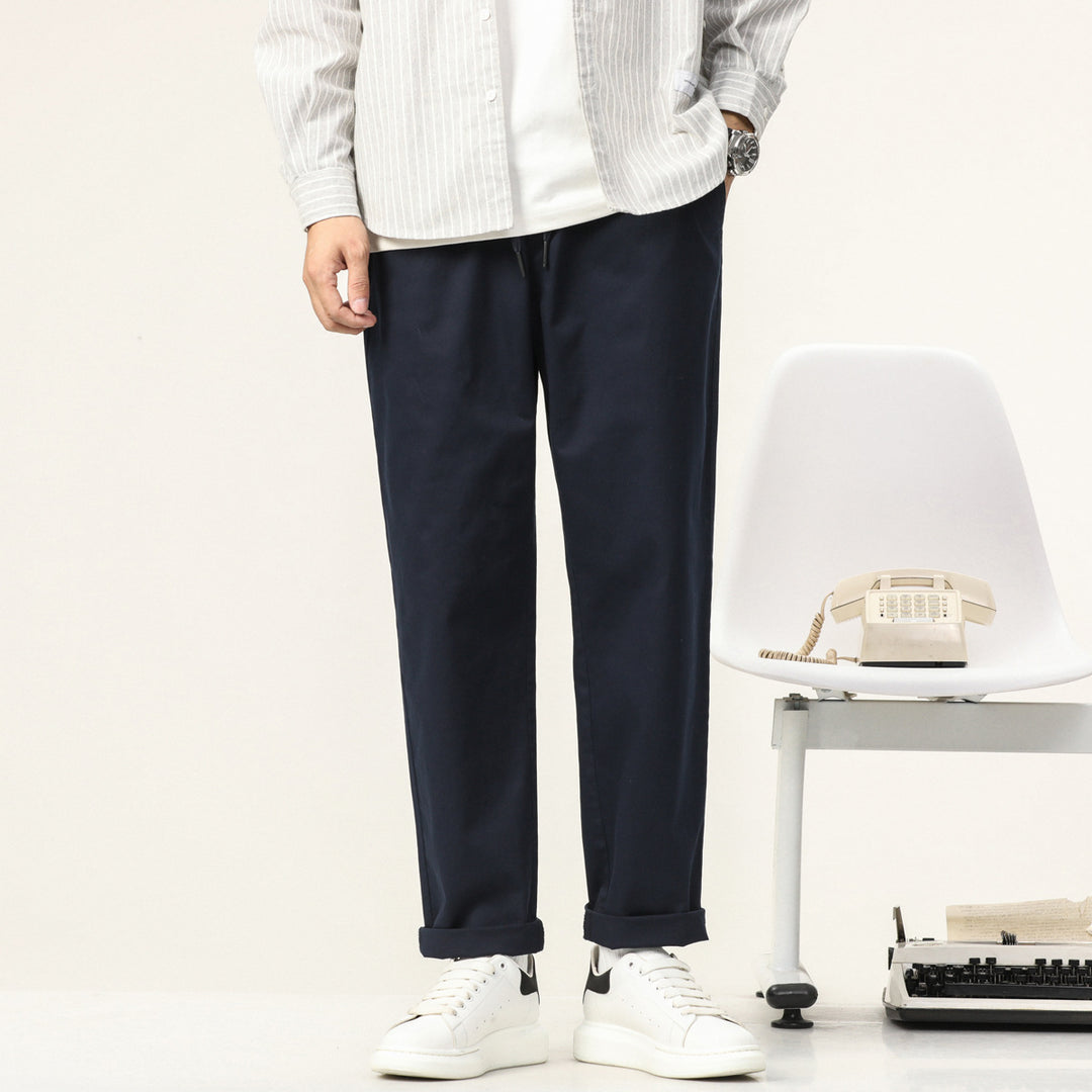 Herren Leichte Baumwoll-Mix-Hose mit elastischem Kordelbund und geradem Bein Nord Taschen