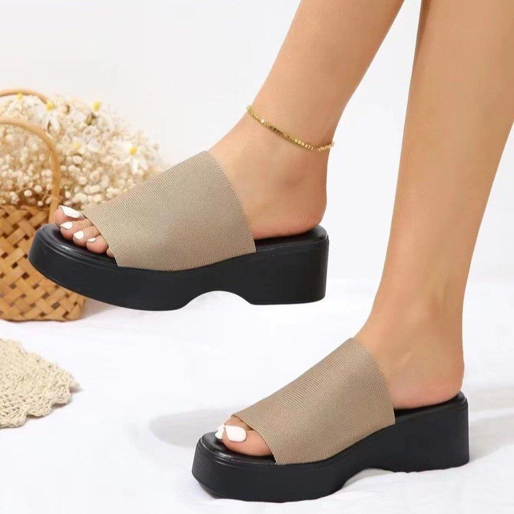 Damen Komfortable Wedge-Pantoletten mit breitem Riemendesign und anatomischem Fußbett