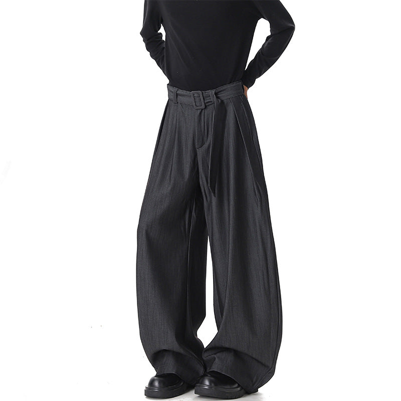 Damen Weite Paperbag-Hose mit hohem Bund, Falten und Taillengürtel Nord Taschen