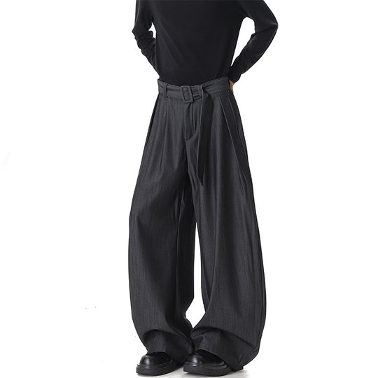 Damen Weite Paperbag-Hose mit hohem Bund, Falten und Taillengürtel Nord Taschen