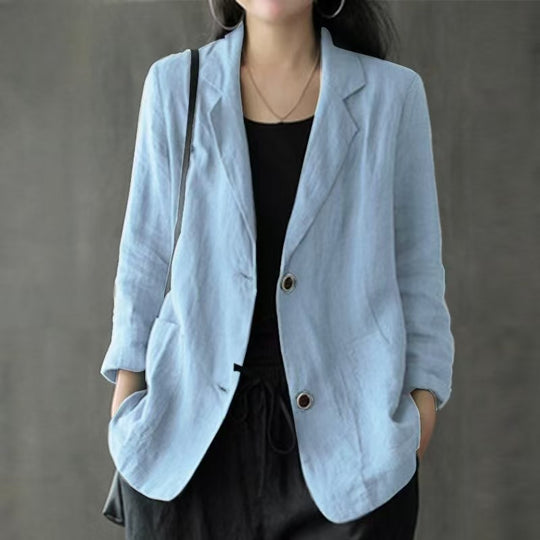 Damen Lässiger Leinenblazer Nord Taschen
