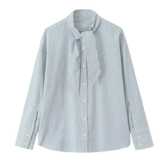 Damen Bindeschal‑Bluse mit Streifenmuster und Oversize‑Passform Nord Taschen