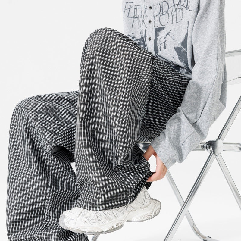 Damen Weite karierte Palazzo-Hose mit elastischem Bund, Tunnelzug & Oversize-Silhouette Nord Taschen