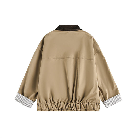 Unisex Kurz geschnittene Boxy‑Blousonjacke mit Cordkragen und kariertem Ärmelumschlag Nord Taschen