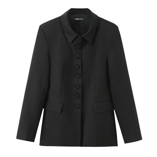 Damen Taillierter Blazer mit bezogenen Knöpfen und Pattentaschen Nord Taschen
