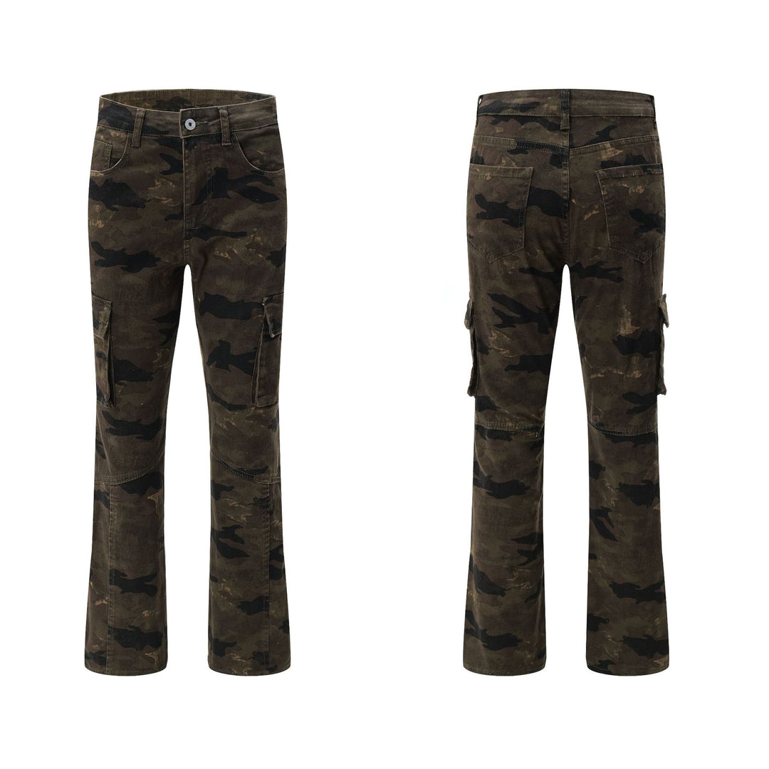 Herren Utility-Cargohose im geraden weiten Schnitt mit verstärkten Knieabnähern und aufgesetzten Klappentaschen Nord Taschen