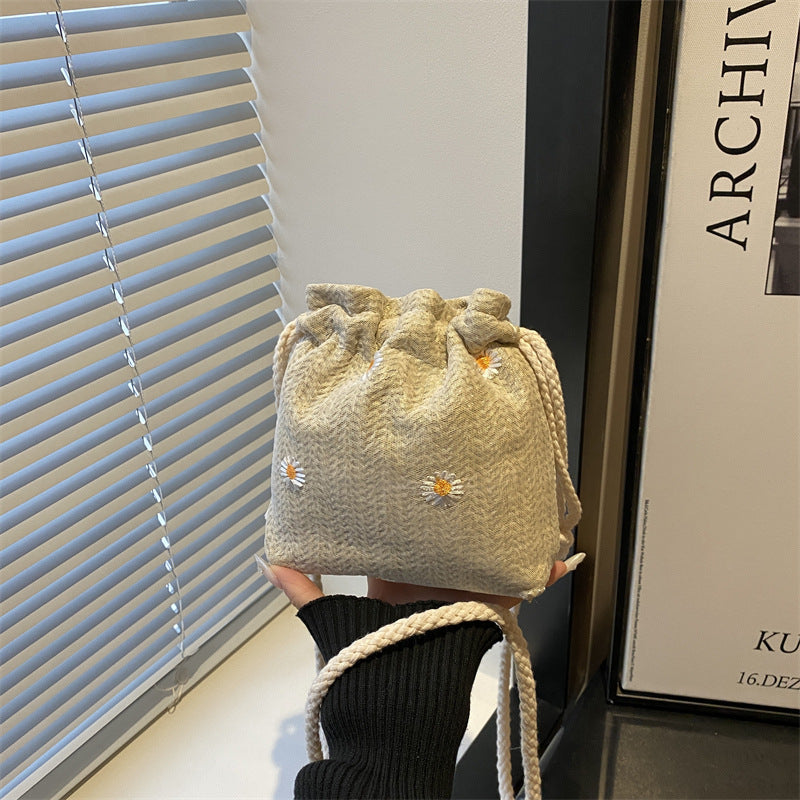Damen lässige Baumwoll-Umhängetasche mit gestickten Blumen Nord Taschen
