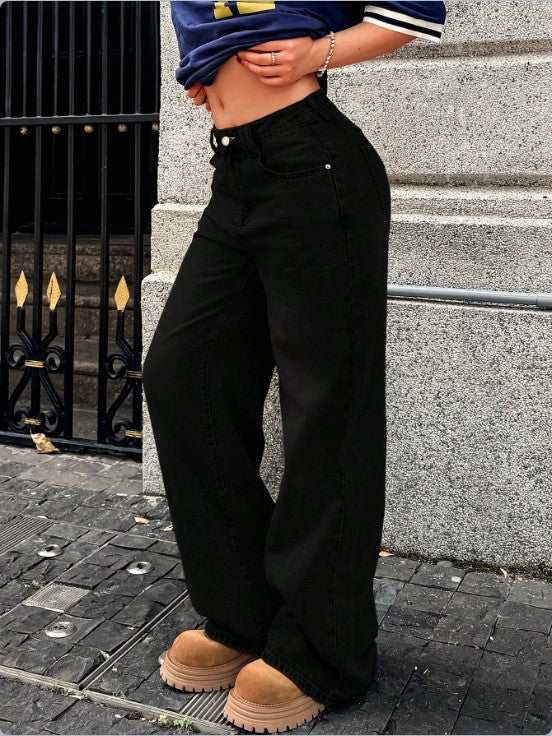 Damen High-Waist Weite Denim‑Hose mit Palazzo‑Schnitt Nord Taschen