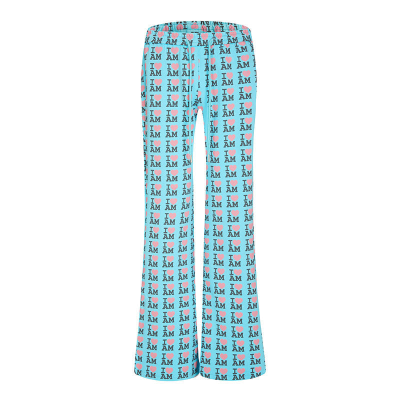Damen High-Waist Loungehose mit ausgestelltem Beinschnitt, Kordelzug und Allover-Statement-Print Nord Taschen