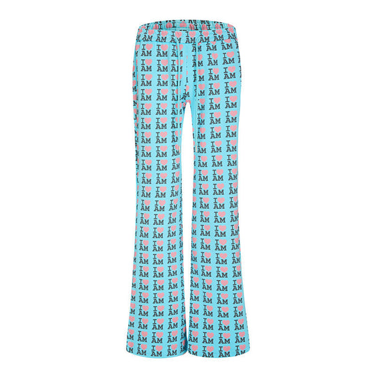 Damen High-Waist Loungehose mit ausgestelltem Beinschnitt, Kordelzug und Allover-Statement-Print Nord Taschen