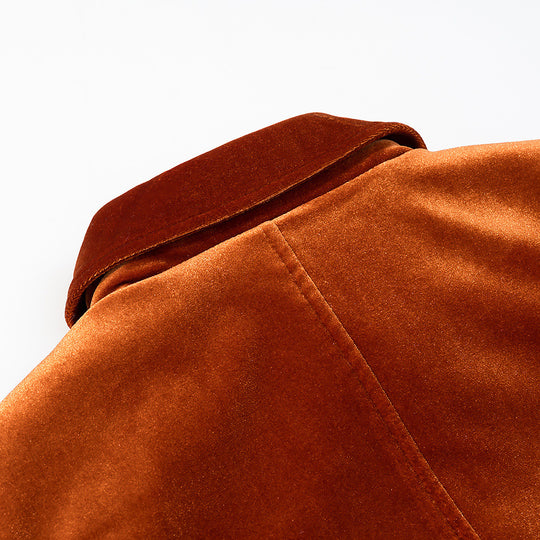 Damen Samt-Boxy-Jacke mit Pattentaschen und goldenen Zierknöpfen Nord Taschen