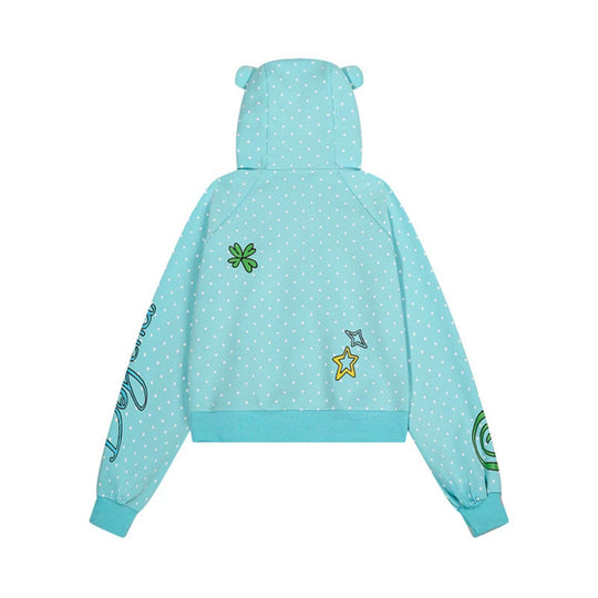 Damen Kuschelige Kapuzenjacke mit Ohren, Allover‑Sternmuster und verspielten Cartoon‑Prints Nord Taschen