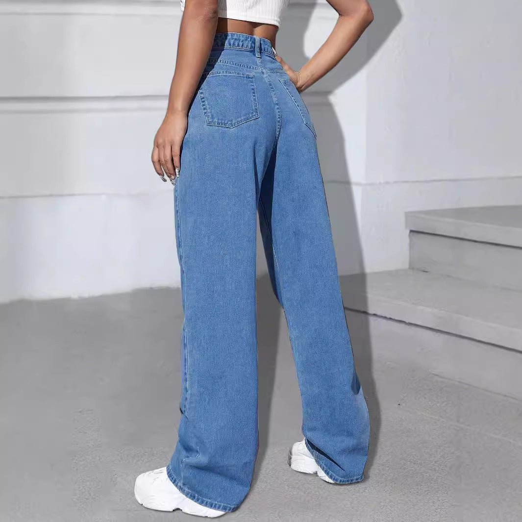Damen Weite Jeanshose mit Schmetterlings-Print Nord Taschen