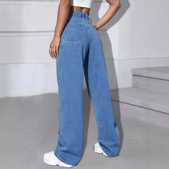 Damen Weite Jeanshose mit Schmetterlings-Print Nord Taschen