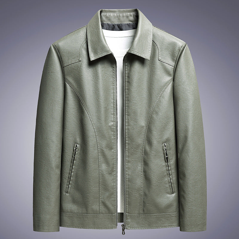 Herren schlanker Kunstleder-Fliegerblouson mit Hemdkragen und ergonomischen Nahtdetails Nord Taschen