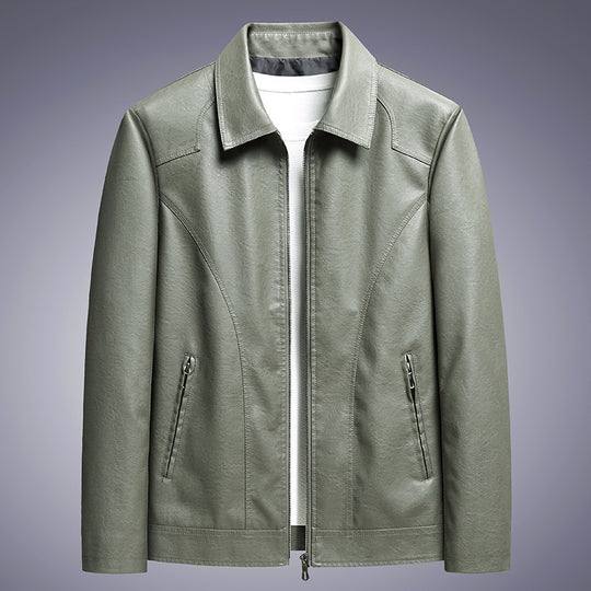 Herren schlanker Kunstleder-Fliegerblouson mit Hemdkragen und ergonomischen Nahtdetails Nord Taschen