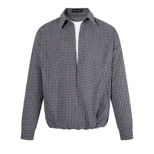 Herren Overshirt-Blouson im Karomuster mit Gummizugbund und Hemdkragen Nord Taschen